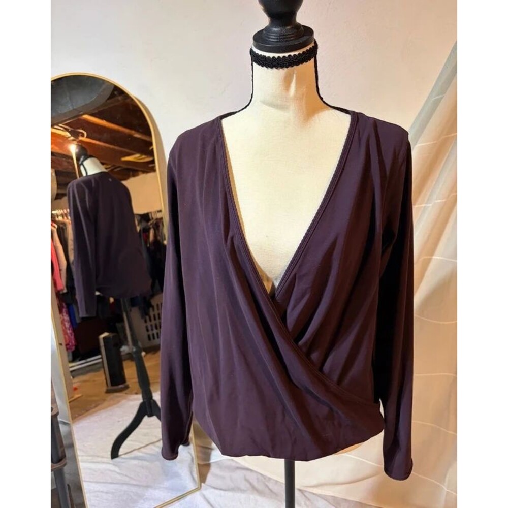 Lululemon Plum Purple Wrap Front Long Sleeve Top Surplice V Neck Yoga Shirt